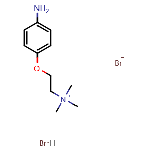 Chemical structure of 2-(4-Aminophenoxy)-N,N,N-trimethylethanaminium bromide hydrobromide , CAS 1076196-38-7, AChemBlock AD282949