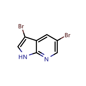 Chemical structure of 3,5-Dibromo-1H-pyrrolo[2,3-b]pyridine , CAS 1086389-94-7, AChemBlock AD282951