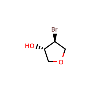 Chemical structure of rel-(3S,4S)-4-Bromotetrahydrofuran-3-ol , CAS 114429-91-3, AChemBlock AD282960