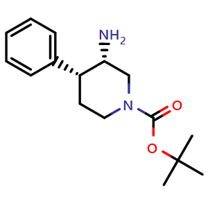 Chemical structure of (3S,4R)-1-Boc-4-phenylpiperidin-3-amine , CAS 1163286-35-8, AChemBlock AD282962
