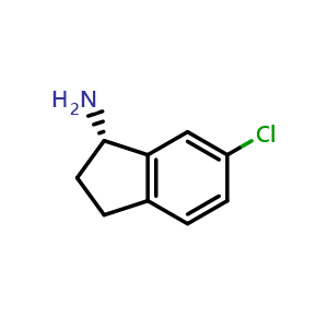 Chemical structure of (S)-1-Amino-6-chloroindane , CAS 1228571-46-7, AChemBlock AD282976