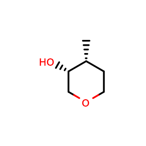 Chemical structure of rel-(3R,4R)-4-Methyltetrahydro-2H-pyran-3-ol , CAS 1240912-45-1, AChemBlock AD282977