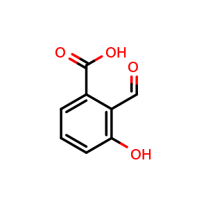 Chemical structure of 2-Formyl-3-hydroxybenzoic acid , CAS 1243461-12-2, AChemBlock AD282978