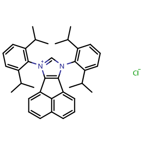 Chemical structure of 7,9-Bis(2,6-diisopropylphenyl)-7H-acenaphtho[1,2-d]imidazol-9-ium chloride , CAS 1246183-55-0, AChemBlock AD282980