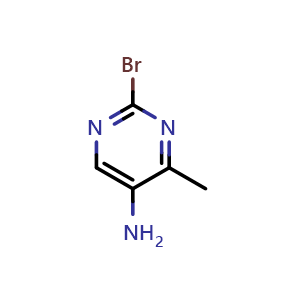 Chemical structure of 2-Bromo-4-methylpyrimidin-5-amine , CAS 1251032-89-9, AChemBlock AD282982