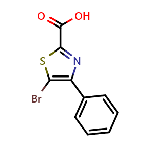 Chemical structure of 5-Bromo-4-phenylthiazole-2-carboxylic acid , CAS 1253201-96-5, AChemBlock AD282983