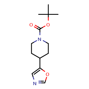 Chemical structure of 5-(1-Boc-4-piperidyl)oxazole , CAS 1260667-72-8, AChemBlock AD282984