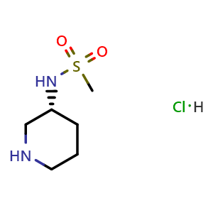 Chemical structure of (R)-N-(Piperidin-3-yl)methanesulfonamide hydrochloride , CAS 1286209-23-1, AChemBlock AD282989