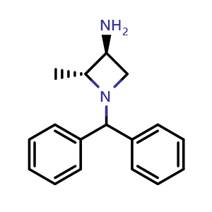 Chemical structure of trans-1-Benzhydryl-2-methylazetidin-3-amine , CAS 133891-54-0, AChemBlock AD282995