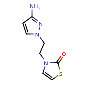 Chemical structure of 3-[2-(3-Amino-1H-pyrazol-1-yl)ethyl]thiazol-2(3H)-one , CAS 1342688-00-9, AChemBlock AD282997