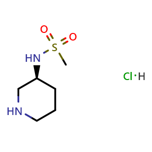 Chemical structure of (S)-N-(Piperidin-3-yl)methanesulfonamide hydrochloride , CAS 1349702-26-6, AChemBlock AD283000