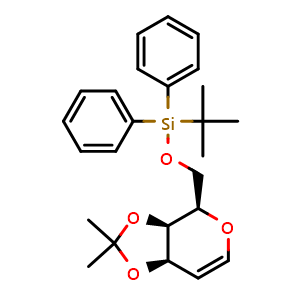 Chemical structure of 3,4-O-Isopropylidene-6-O-tert-butyldiphenylsilyl-D-galactal , CAS 137792-66-6, AChemBlock AD283006