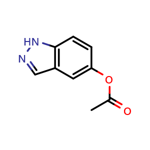Chemical structure of 1H-Indazol-5-yl acetate , CAS 1383456-11-8, AChemBlock AD283010