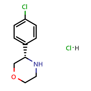 Chemical structure of (S)-3-(4-Chlorophenyl)morpholine hydrochloride , CAS 1391406-02-2, AChemBlock AD283013
