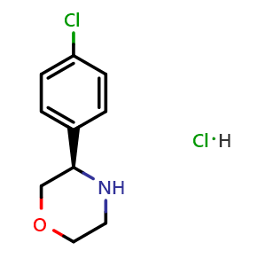 Chemical structure of (R)-3-(4-Chlorophenyl)morpholine hydrochloride , CAS 1391527-44-8, AChemBlock AD283014
