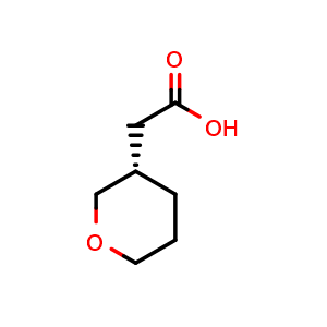 Chemical structure of (S)-2-(Tetrahydro-2H-pyran-3-yl)acetic acid , CAS 1395922-27-6, AChemBlock AD283016