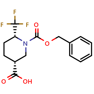 Chemical structure of (3R,6R)-1-Cbz-6-(trifluoromethyl)piperidine-3-carboxylic acid , CAS 1419223-51-0, AChemBlock AD283023