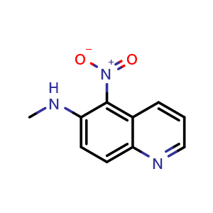 Chemical structure of N-Methyl-5-nitroquinolin-6-amine , CAS 14204-97-8, AChemBlock AD283024