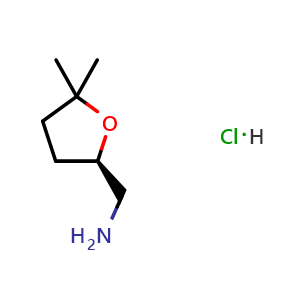 Chemical structure of (R)-(5,5-Dimethyltetrahydrofuran-2-yl)methanamine hydrochloride , CAS 1426531-98-7, AChemBlock AD283029