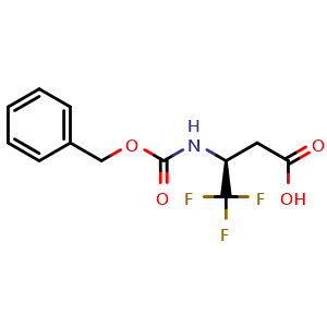 Chemical structure of (S)-3-(Cbz-amino)-4,4,4-trifluorobutanoic acid , CAS 1458674-47-9, AChemBlock AD283031