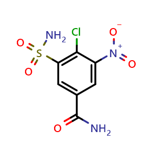 Chemical structure of 4-Chloro-3-nitro-5-sulfamoylbenzamide , CAS 1482467-37-7, AChemBlock AD283032