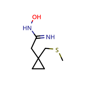 Chemical structure of N-Hydroxy-2-[1-[(methylthio)methyl]cyclopropyl]acetimidamide , CAS 1562601-35-7, AChemBlock AD283039