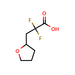 Chemical structure of 2,2-Difluoro-3-(tetrahydrofuran-2-yl)propanoic acid , CAS 1780860-36-7, AChemBlock AD283053
