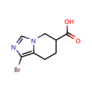 Chemical structure of 1-Bromo-5,6,7,8-tetrahydroimidazo[1,5-a]pyridine-6-carboxylic acid , CAS 1782578-26-0, AChemBlock AD283055