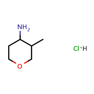 Chemical structure of 3-Methyltetrahydro-2H-pyran-4-amine hydrochloride , CAS 1787906-12-0, AChemBlock AD283057