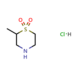 Chemical structure of 2-Methylthiomorpholine 1,1-dioxide hydrochloride , CAS 1797554-25-6, AChemBlock AD283058