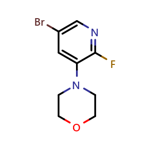 Chemical structure of 4-(5-Bromo-2-fluoropyridin-3-yl)morpholine , CAS 1800399-58-9, AChemBlock AD283059