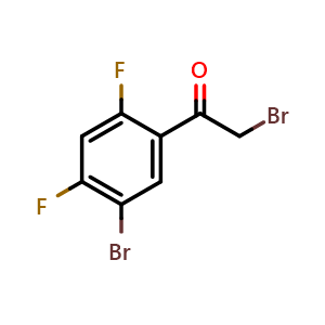 Chemical structure of 2-Bromo-1-(5-bromo-2,4-difluorophenyl)ethanone , CAS 1807077-76-4, AChemBlock AD283067
