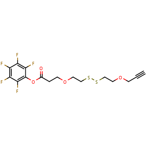 Chemical structure of Perfluorophenyl 3-[2-[[2-(Prop-2-yn-1-yloxy)ethyl]disulfanyl]ethoxy]propanoate , CAS 1817735-30-0, AChemBlock AD283069