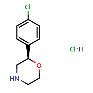 Chemical structure of (R)-2-(4-Chlorophenyl)morpholine hydrochloride , CAS 1820572-03-9, AChemBlock AD283070