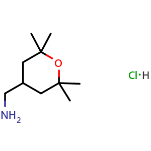 Chemical structure of (2,2,6,6-Tetramethyltetrahydro-2H-pyran-4-yl)methanamine hydrochloride , CAS 1823063-39-3, AChemBlock AD283071