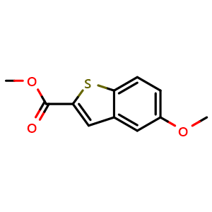 Chemical structure of Methyl 5-methoxybenzothiophene-2-carboxylate , CAS 19492-99-0, AChemBlock AD283087