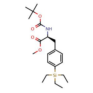 Chemical structure of Methyl (S)-2-(Boc-amino)-3-[4-(triethylsilyl)phenyl]propanoate , CAS 2004682-74-8, AChemBlock AD283094