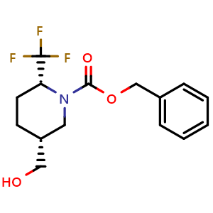 Chemical structure of [(3R,6R)-1-Cbz-6-(trifluoromethyl)piperidin-3-yl]methanol , CAS 2008714-38-1, AChemBlock AD283095