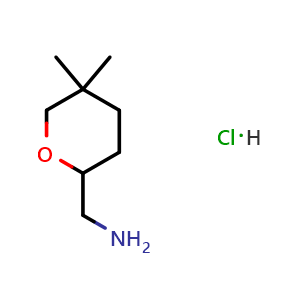 Chemical structure of (5,5-Dimethyltetrahydro-2H-pyran-2-yl)methanamine hydrochloride , CAS 2089255-90-1, AChemBlock AD283101