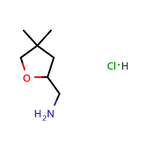 Chemical structure of (4,4-Dimethyltetrahydrofuran-2-yl)methanamine hydrochloride , CAS 2094914-88-0, AChemBlock AD283102