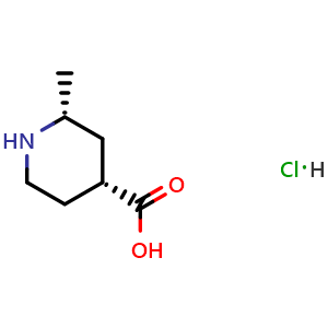Chemical structure of (2R,4R)-2-Methylpiperidine-4-carboxylic acid hydrochloride , CAS 2095396-86-2, AChemBlock AD283103