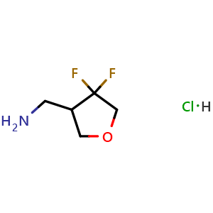 Chemical structure of (4,4-Difluorotetrahydrofuran-3-yl)methanamine hydrochloride , CAS 2097988-99-1, AChemBlock AD283105