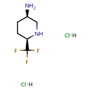 Chemical structure of (3R,6R)-6-(Trifluoromethyl)piperidin-3-amine dihydrochloride , CAS 2227791-23-1, AChemBlock AD283125