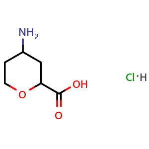 Chemical structure of 4-Aminotetrahydro-2H-pyran-2-carboxylic Acid hydrochloride , CAS 2228118-13-4, AChemBlock AD283126