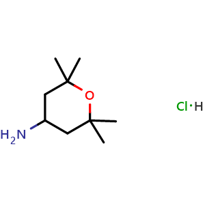 Chemical structure of 2,2,6,6-Tetramethyltetrahydro-2H-pyran-4-amine hydrochloride , CAS 2253632-64-1, AChemBlock AD283133