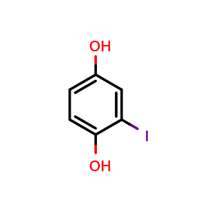 Chemical structure of 2-Iodo-1,4-benzenediol , CAS 23030-43-5, AChemBlock AD283143