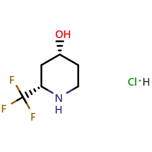 Chemical structure of (2S,4R)-2-(Trifluoromethyl)piperidin-4-ol hydrochloride , CAS 2306254-19-1, AChemBlock AD283145