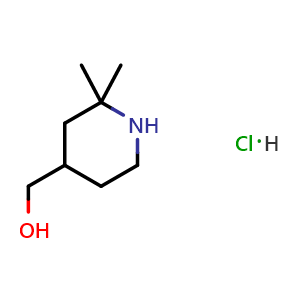 Chemical structure of (2,2-Dimethylpiperidin-4-yl)methanol hydrochloride , CAS 2361634-20-8, AChemBlock AD283157