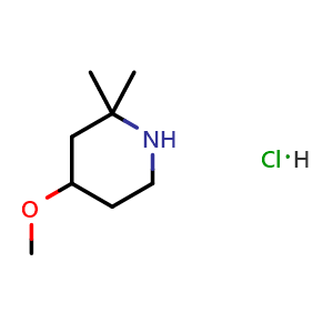 Chemical structure of 4-Methoxy-2,2-dimethylpiperidine hydrochloride , CAS 2361643-57-2, AChemBlock AD283158