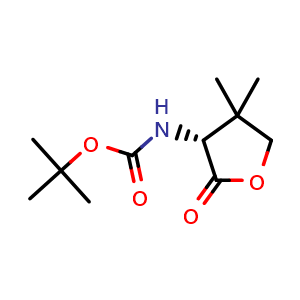 Chemical structure of (R)-3-(Boc-amino)-4,4-dimethyldihydrofuran-2(3H)-one , CAS 2380526-65-6, AChemBlock AD283160